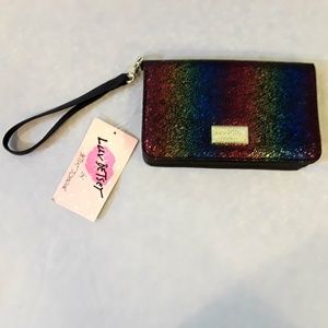 Luv Betsey Johnson Wristlet Wallet Clutch Rainbow